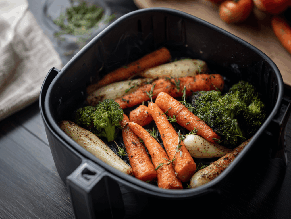 Ninja Foodi Airfryer mit gegartem Gemüse