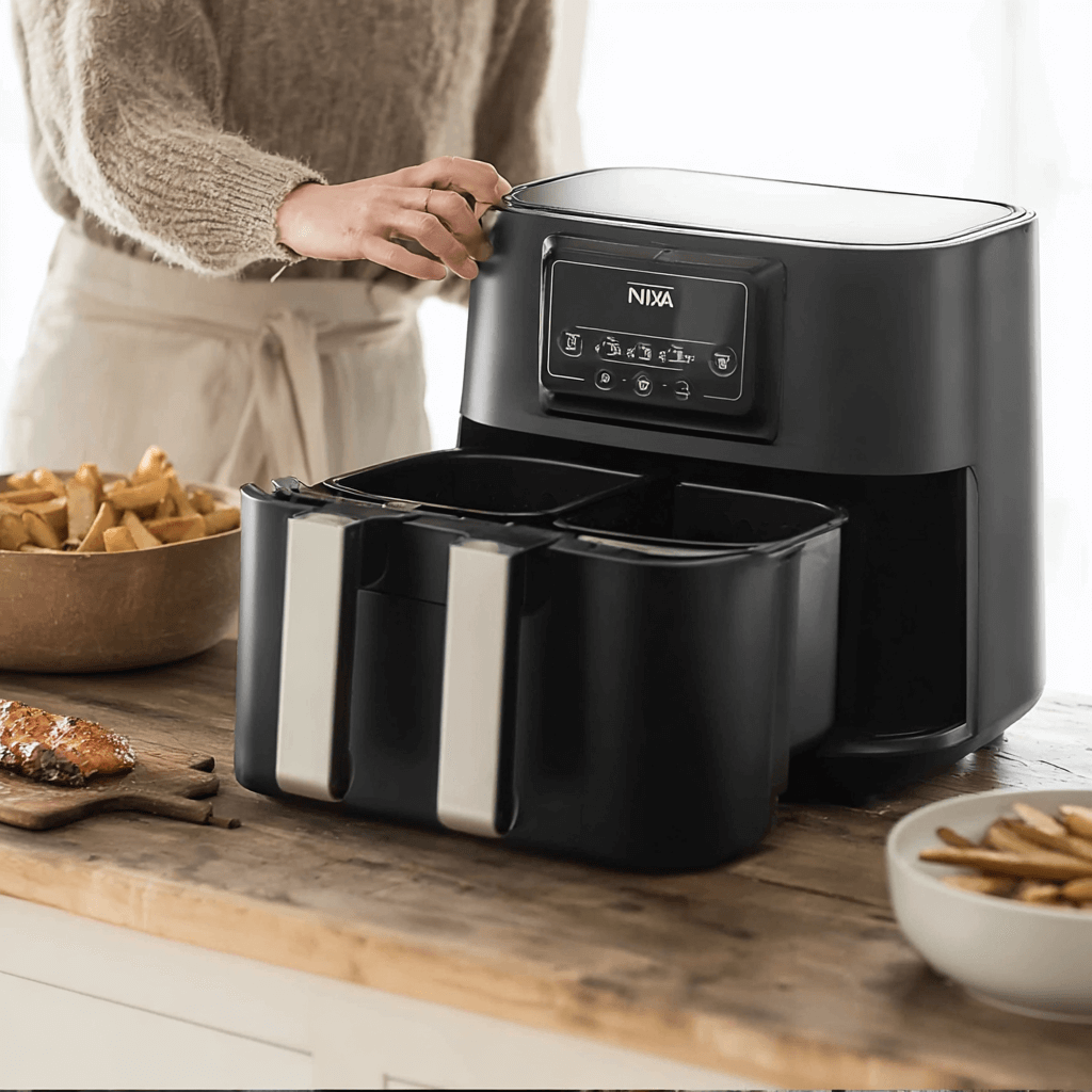 Frau nutzt den Airfryer