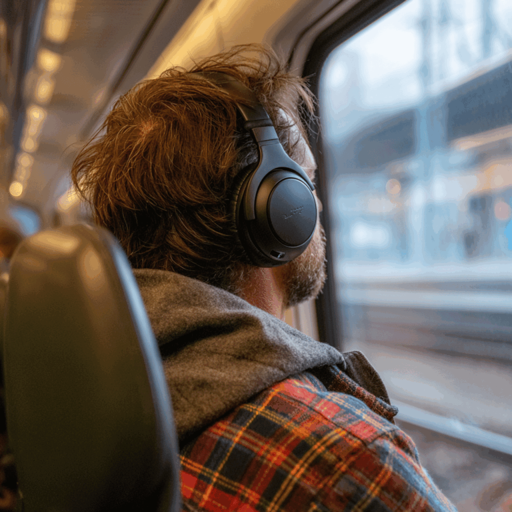Anwendung der Sony Kopfhörer im Zug