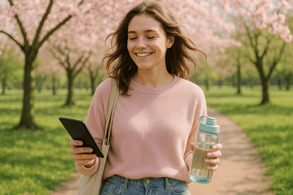 Leichtigkeit finden und Nachhaltigkeit leben – mit einem E-Reader und bewussten Entscheidungen den Alltag bereichern.
