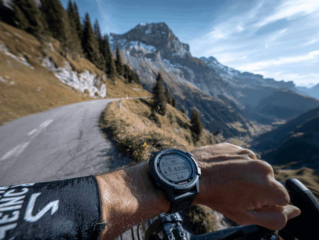 Sportuhr bei einer Gravel-Tour