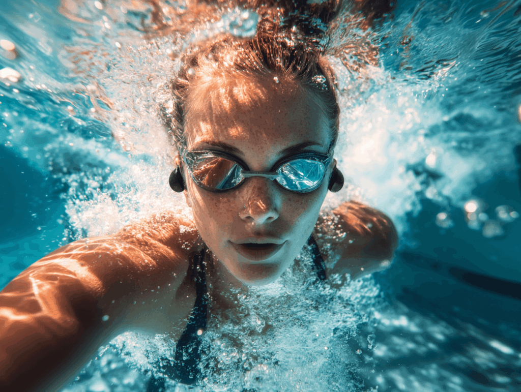 Schwimmkopfhörer beim Tauchen
