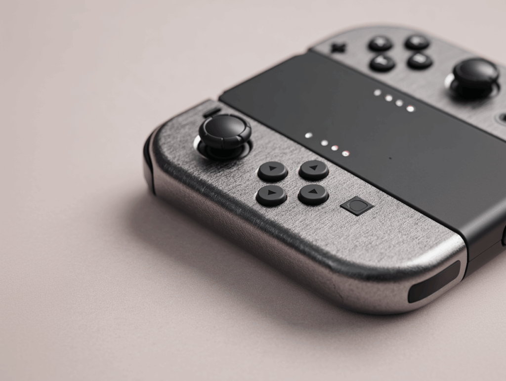 Technische Nahaufnahme des Nintendo Joy-Con mit Joystick und Tasten – zeigt Präzision, Sensoren und hochwertige Verarbeitung im Controller Test.