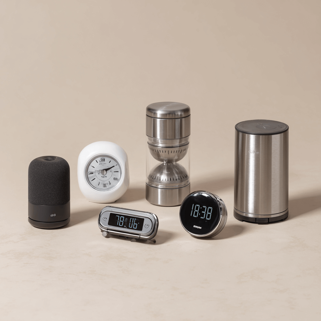 Vergleich verschiedener Küchentimer: mechanisch, LED-Ring, digital – Produktübersicht für Küchentimer Ratgeber.