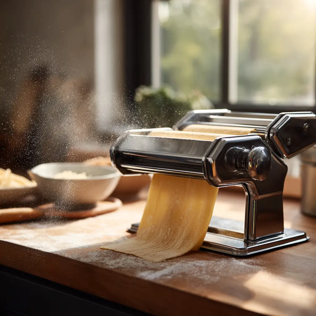Küchenmaschinen Zubehör Ratgeber mit hochwertigem Pasta-Roller und Cutter aus Edelstahl für frische Pasta zu Hause