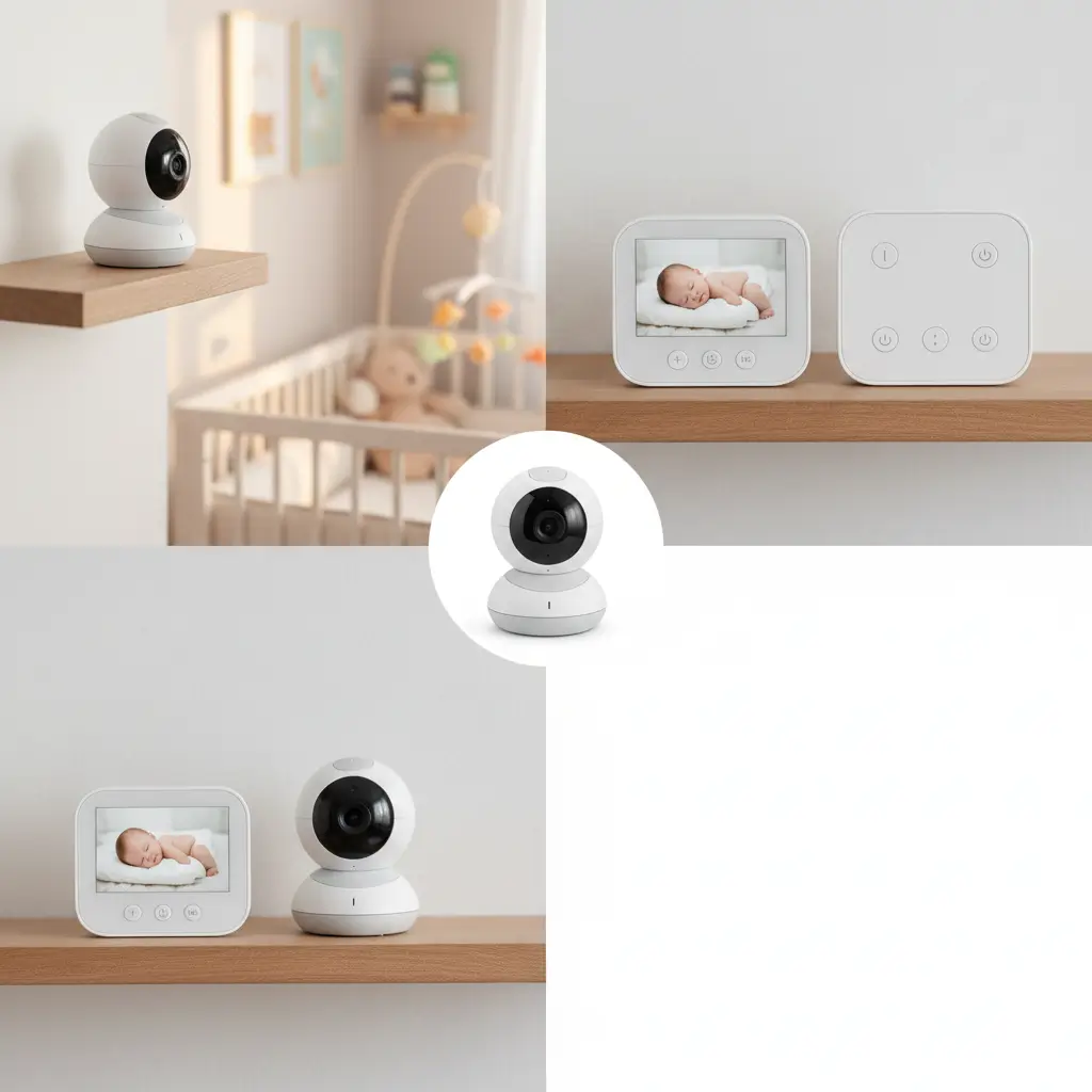 Modernes Babyphone Set mit Kamera und Elterneinheit auf weissem Hintergrund – ideal für den Babyphone Ratgeber und als Produktbild.