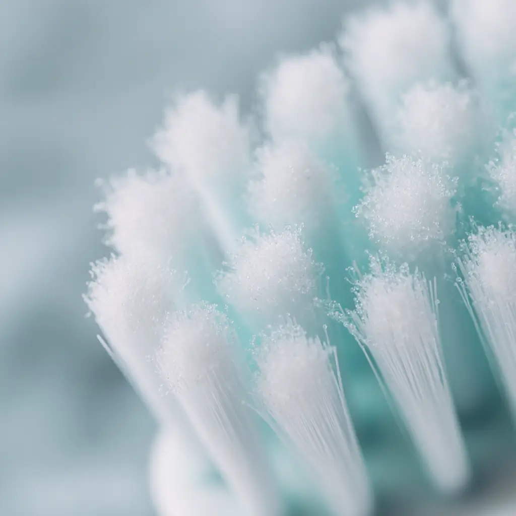 Zahnbürstenkopf Ratgeber – Detailaufnahme weicher Borsten eines Zahnbürstenkopfes für sensitive Zähne und empfindliches Zahnfleisch
